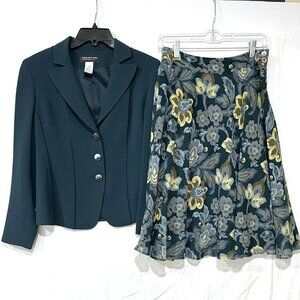 JONES NEW YORK – Teal Blazer (4P) + Green/Yellow Floral Pattern Skirt (4P)